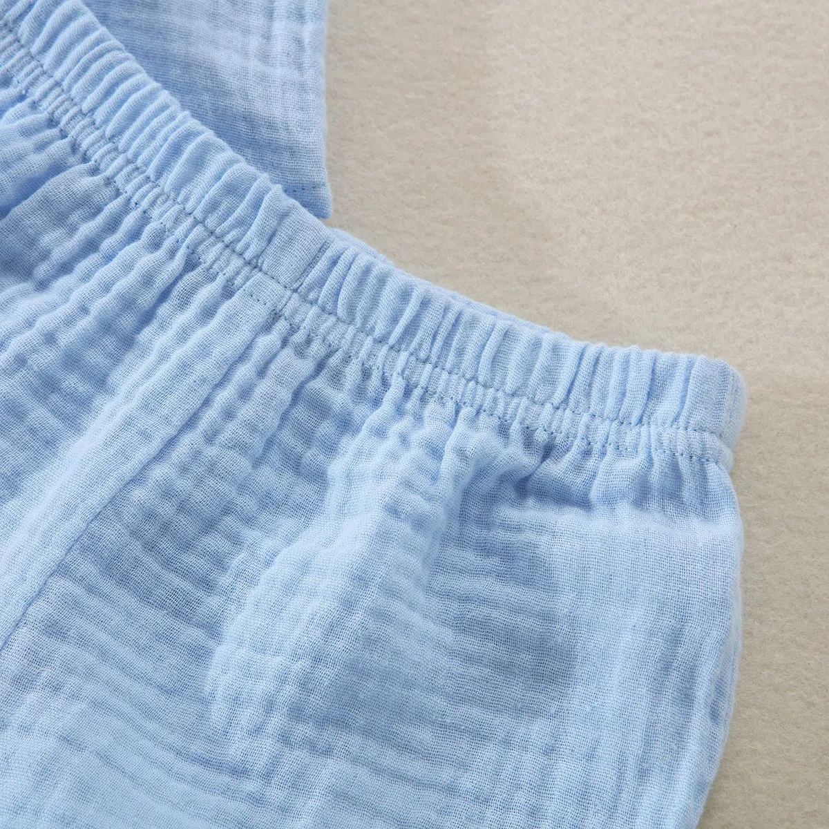 Yassiglia Baby Jungen Musselin Kleidung Set Weiche Bekleidungssets für Kleinkind Sommer Baumwolle-Leinen Outfit Kurzarm Revers Hemd + Shorts