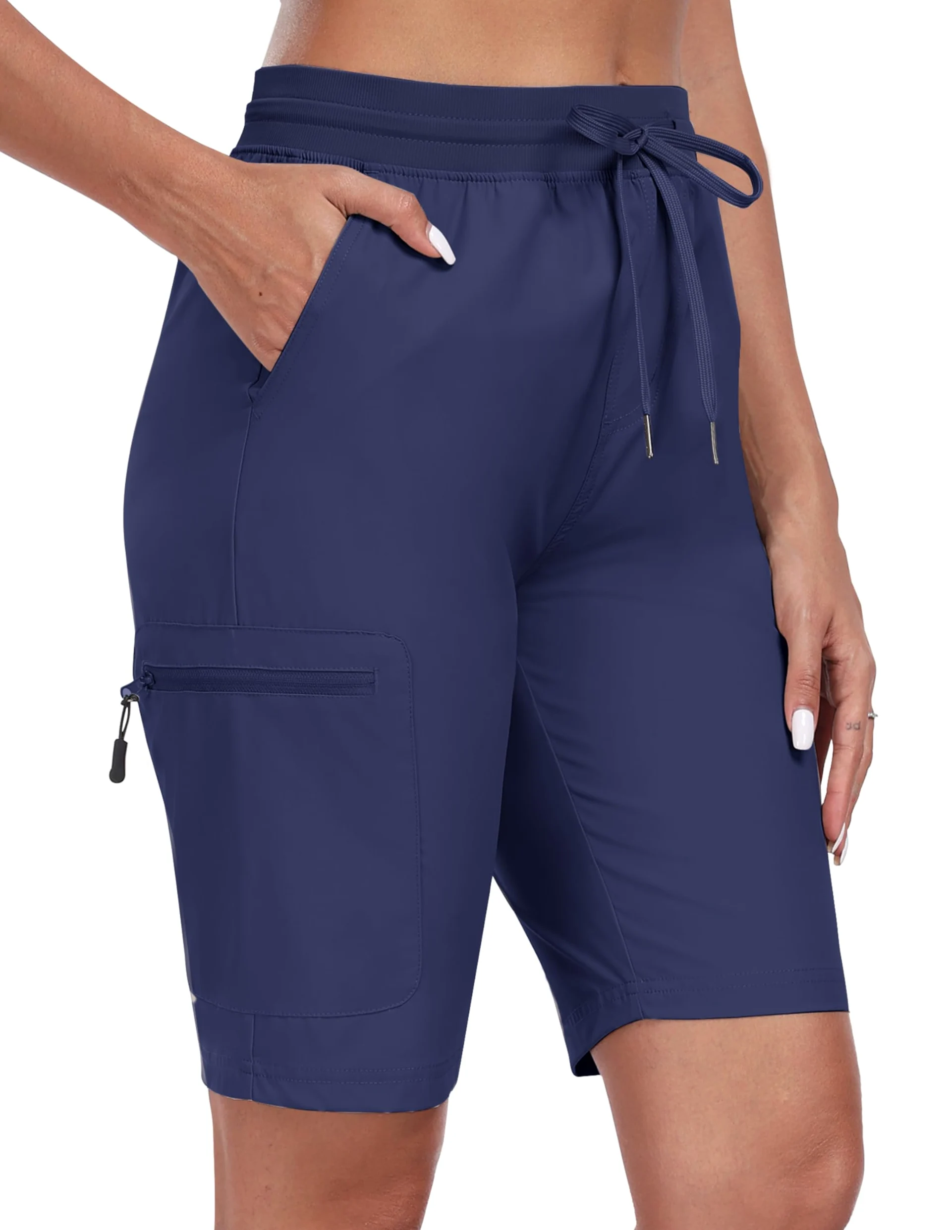 MoFiz Outdoor Shorts Damen Kurze Cargohose Sommer Leicht Wanderhose Schnelltrocknende Bermuda mit Mehrfach-Reißverschluss-Taschen