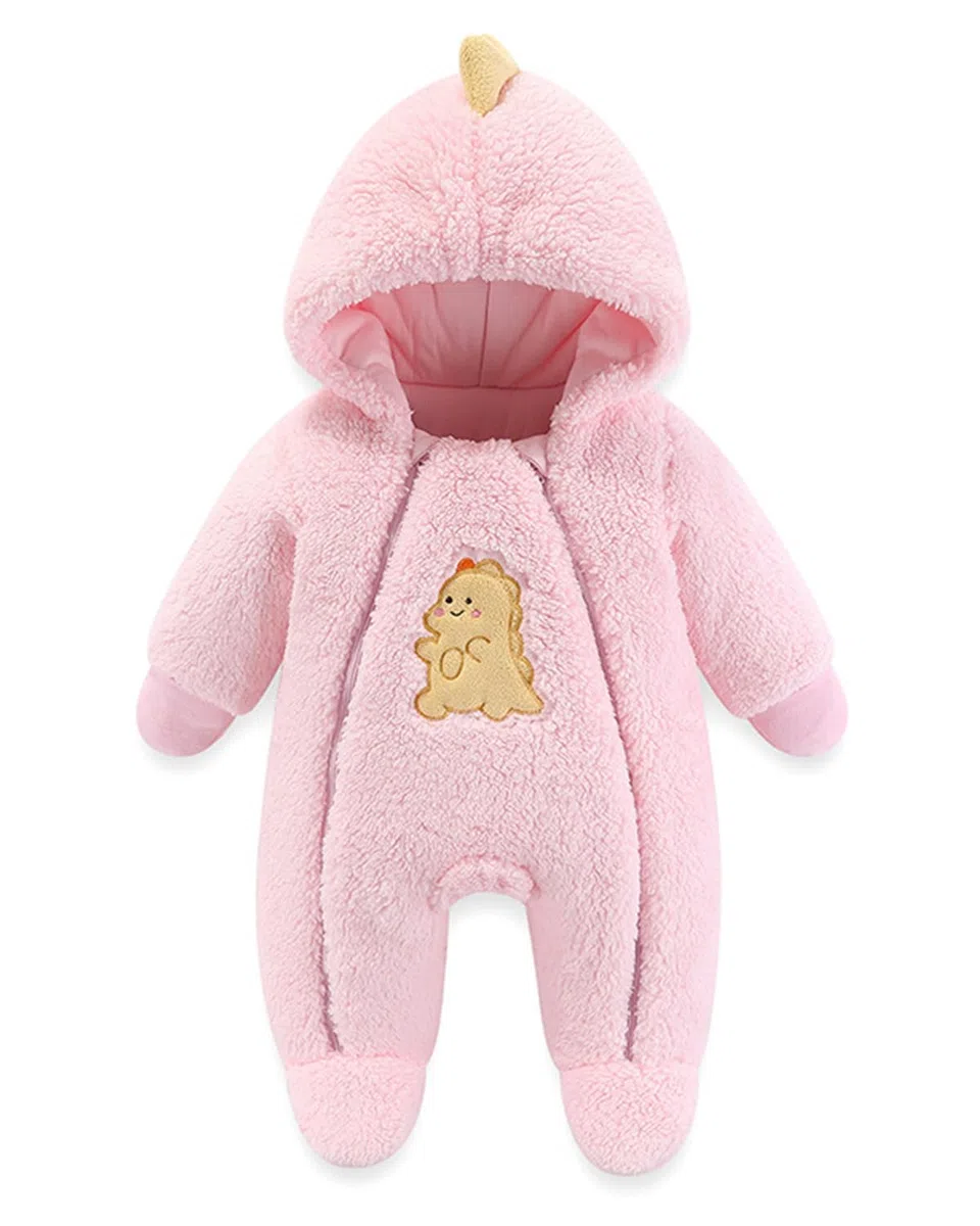 JiAmy Baby Winter Overall Mit Kapuze Schneeanzüge Outfits Fleece Bär Strampler Jungen Mädchen Jumpsuit Spielanzug 0-12 Monate
