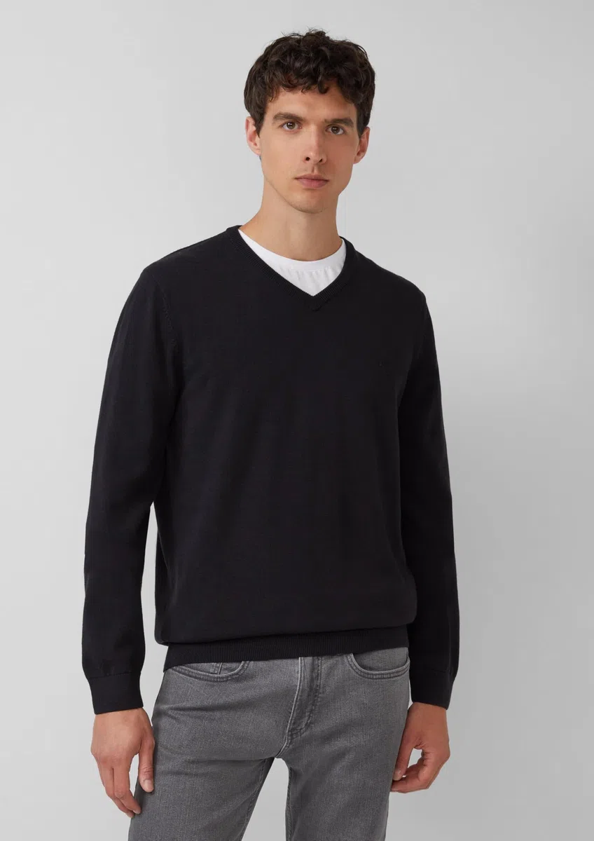 s.Oliver Herren Pullover V-Ausschnitt, Regular Fit, Langarm, 100% Baumwolle