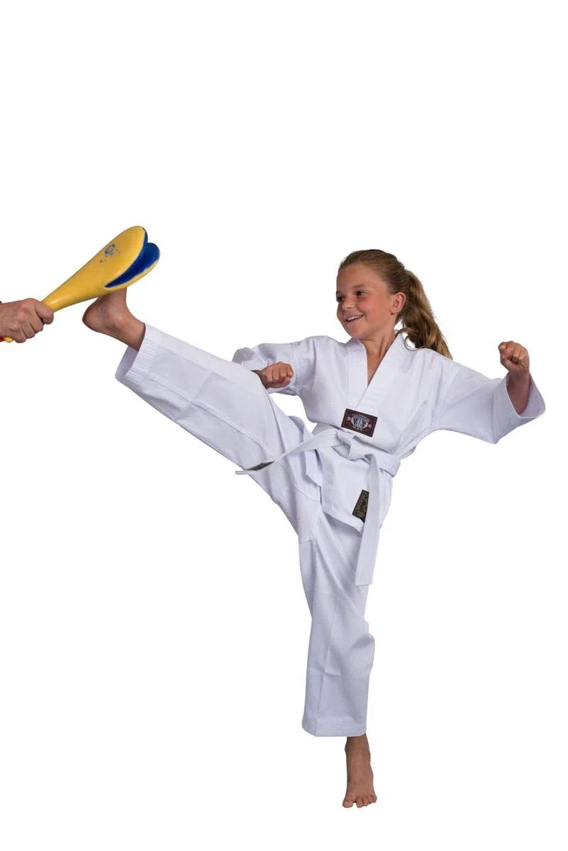 S.B.J - Sportland Taekwondo Anzug/Dobok Kampfsportanzug Basic Wei Unisex-Jugendliche, Unisex-Erwachsene