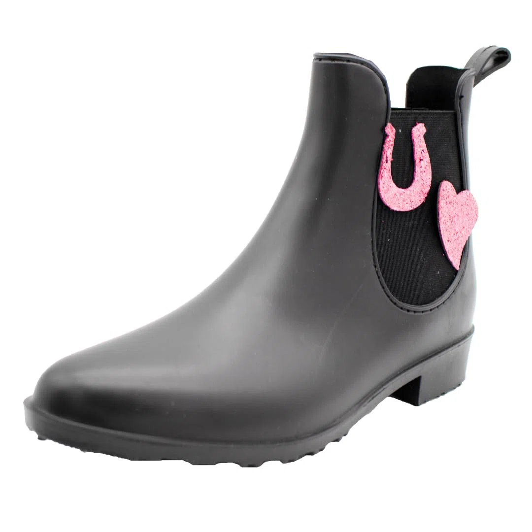 PFIFF 102663 Kinder Stiefelette „Lucky“, wasserdichte Gummistiefel, Schwarz, 30-35