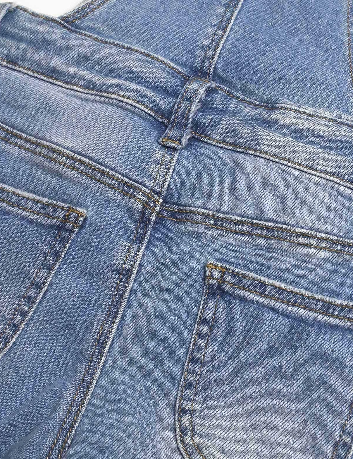 KIDSCOOL SPACE Mädchen-Denim-Latzhose,Little Big Kid Zerrissene Jeans-Arbeitskleidung