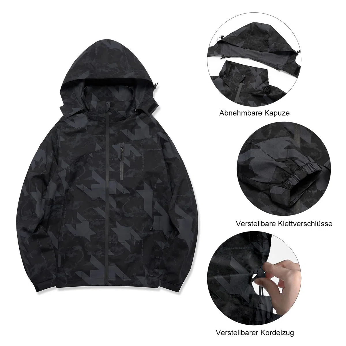 LBL Softshelljacke für Herren Wasserdicht Outdoor Jacken Warme Gefütterte mit Abnehmbarer Kapuze Atmungsaktive Wanderjacke übergangsjacke