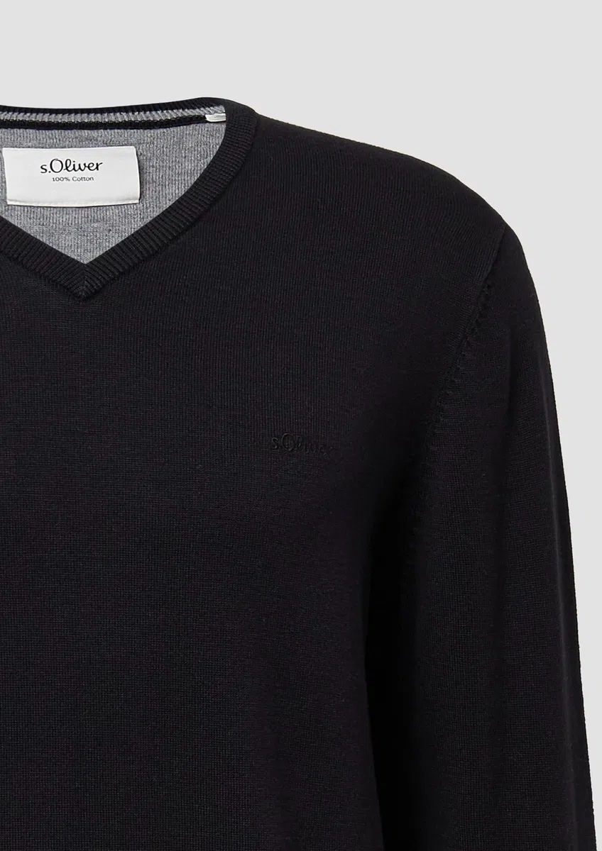 s.Oliver Herren Pullover V-Ausschnitt, Regular Fit, Langarm, 100% Baumwolle