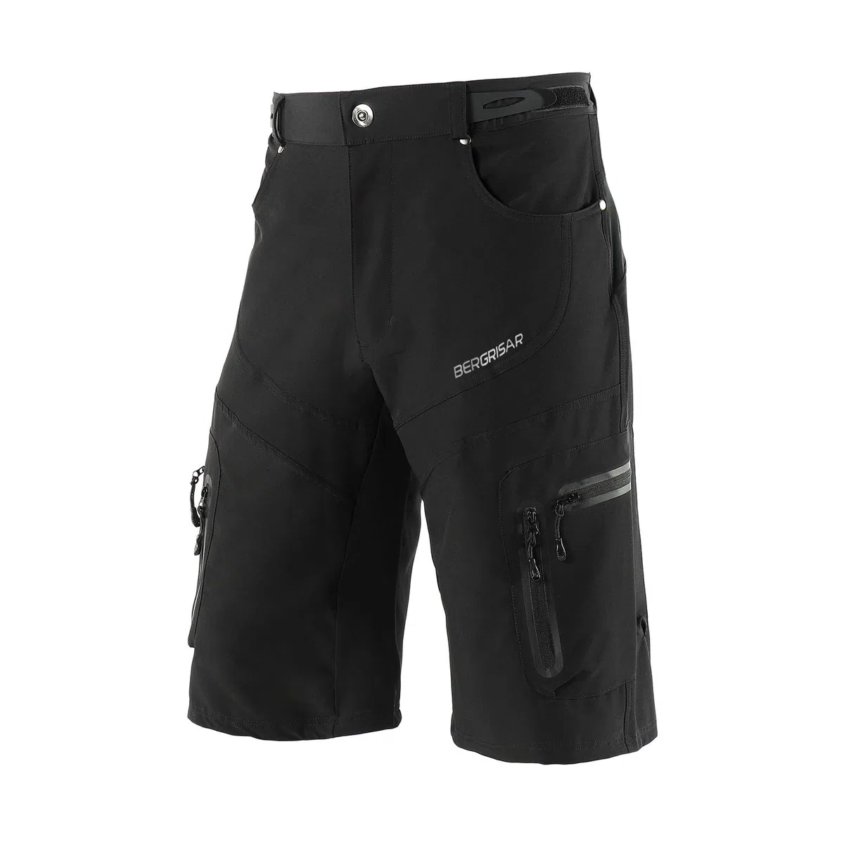 BERGRISAR MTB Hose Herren Kurz Fahrradhose Radlerhose Loose-fit mit 6 Tachen, Atmungsaktiv & Wasserabweisend