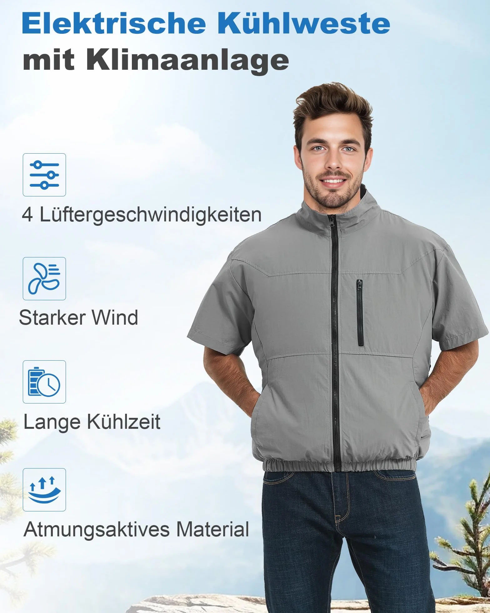 FERNIDA Kühlweste, Elektrische Kühlende Weste mit 4 Ventilatoren und 10000mAh Akku für Sommer, Heißes Wetter, Atmungsaktive Kühlkleidung für Herren und Frauen