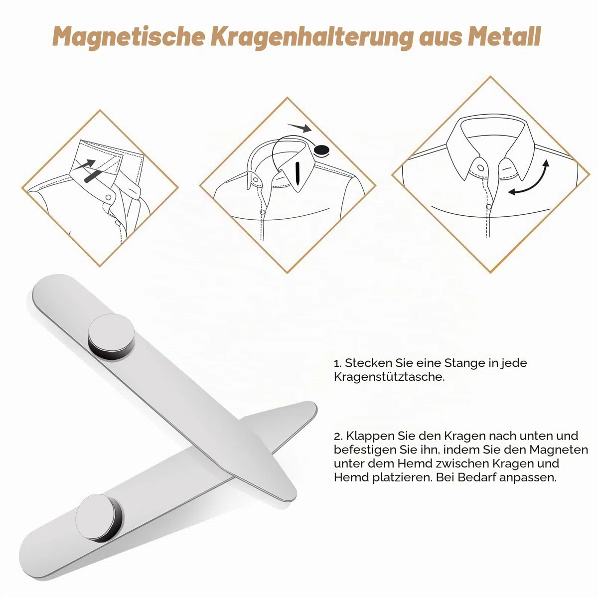 kragenstäbchen metall, Edelstahl hemdhalter herren mit 3X stärkere Magnete als die meisten hemdkragen stütze, hemdspanner herren halter shirt collar stays for men Geschenkbox
