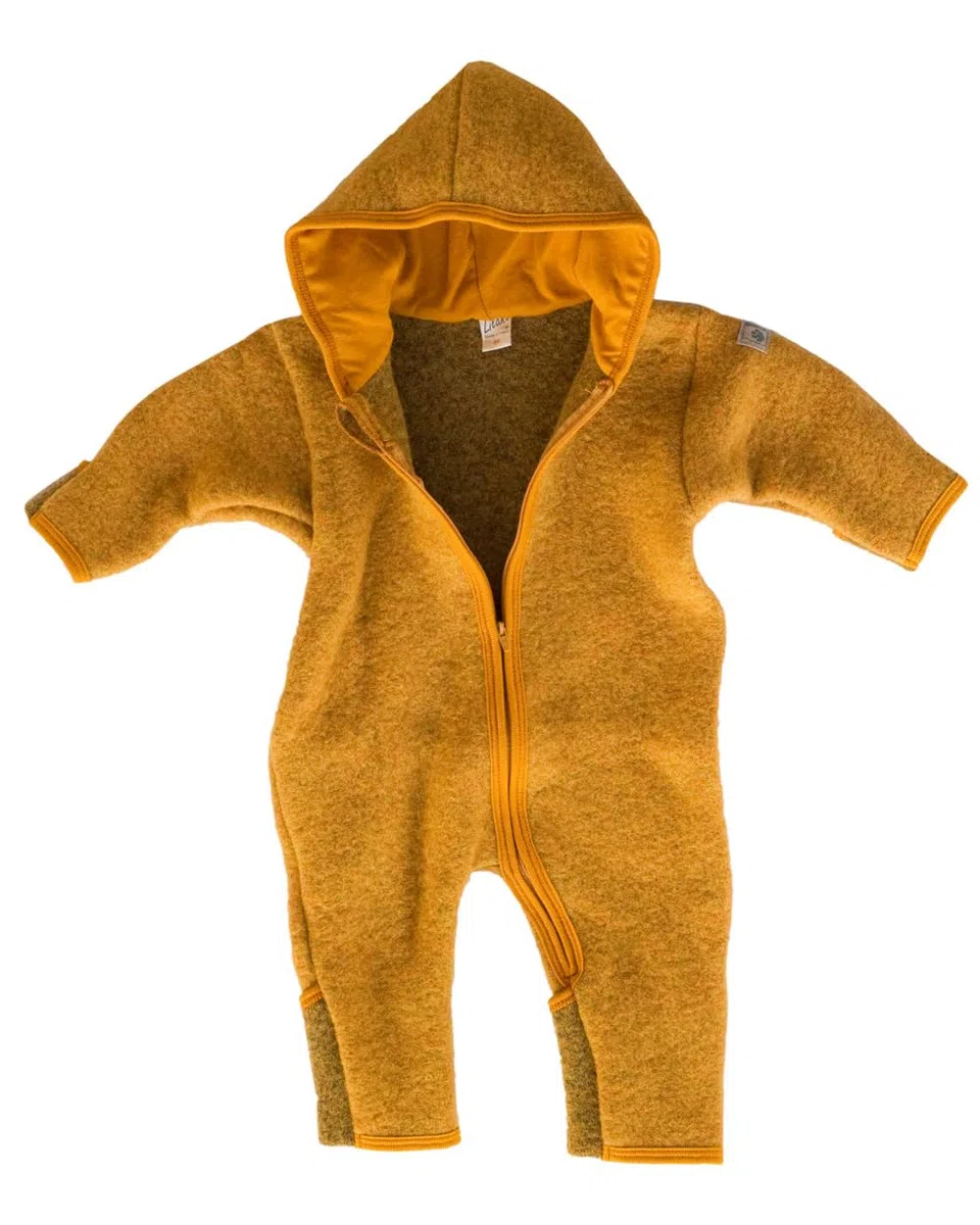 Lilano Wollfilz Winteranzug mit gefütterter Kapuze, 80% Wolle, 20% Bio-Baumwolle, Unisex, Natur, 3-6M oder 6-9M, Winteranzug