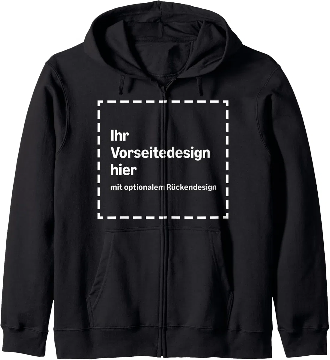 Personalisierter Zip-Hoodie mit Druck auf der Vorder- und Rückseite