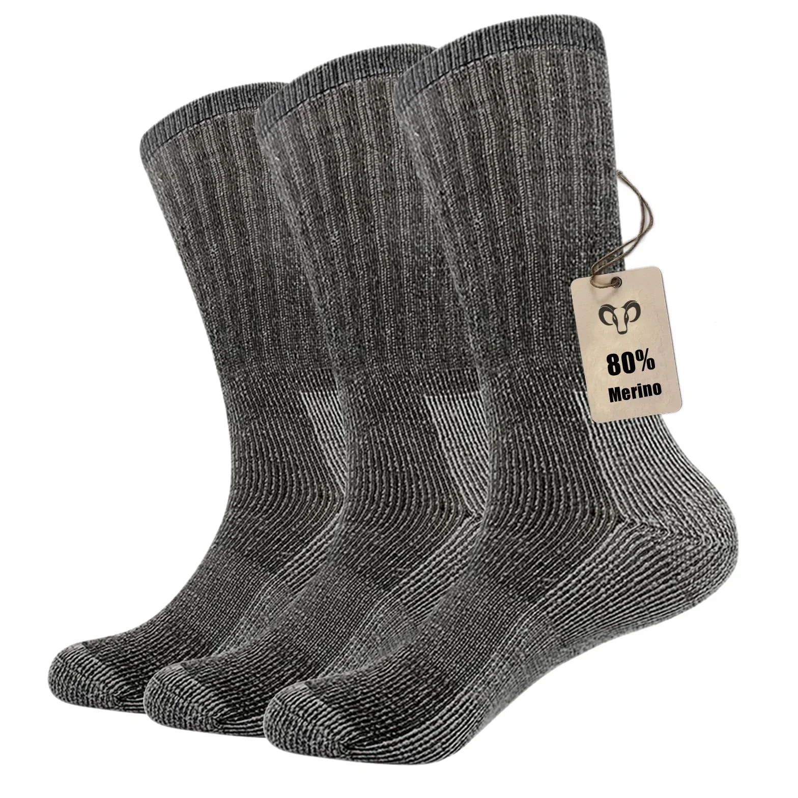 Vihir 3 Paar Wolle Socken Herren - Lange Röhre Wolle Sport Socken für Skifahren, Trekking, Wandern 37-42, 41-46