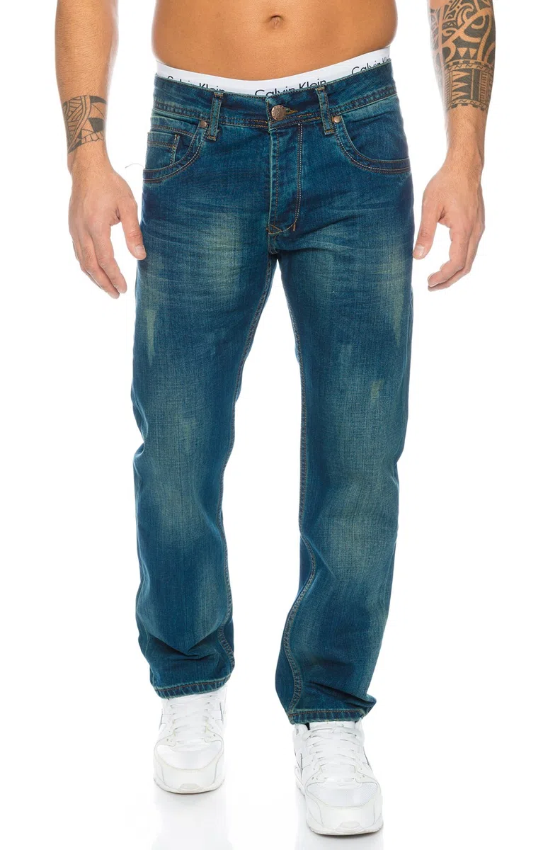 Rock Creek Herren Jeans Hose Denim Stretch Regular Fit Jeanshose Stonewashed W29-W44