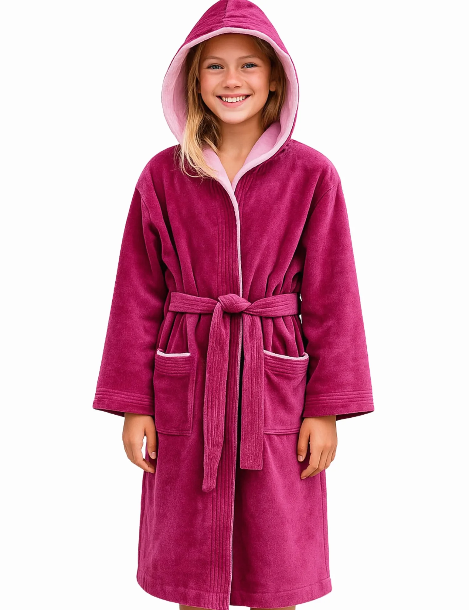 Morgenstern Bademantel mit Kapuze Kinder & Teenager Jungen Mädchen 100% Baumwolle Frottee OEKO-TEX® Kinderbademantel Morgenmantel
