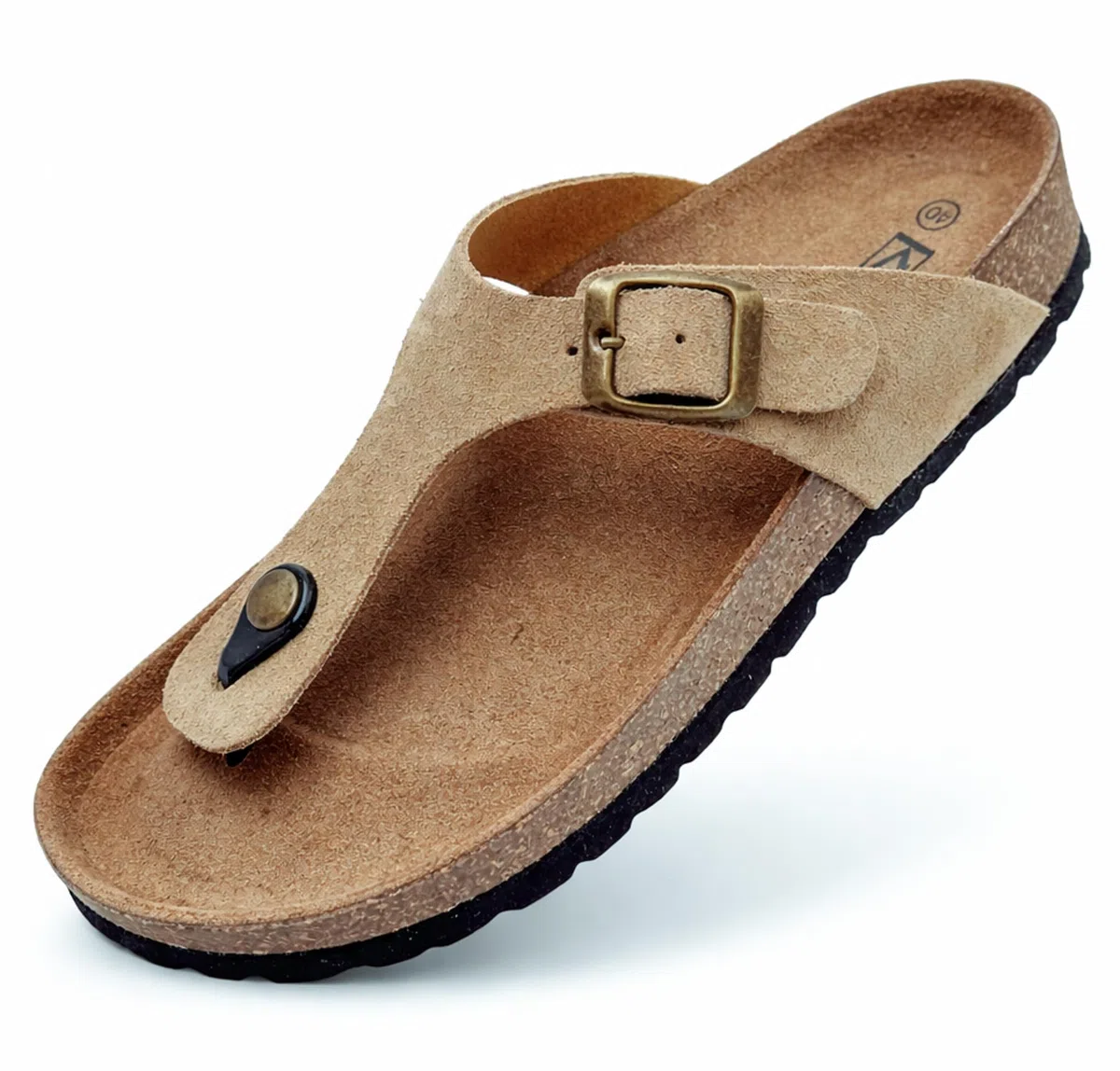Ledersandalen, Zehentrenner, anatomische Kork-Innensohle, Echtes Leder, Naturkork, Verstellbare Schnalle, Unisex-Zehensandalen, rutschfeste EVA-Sohle, Qualitätssandale Made in Spain