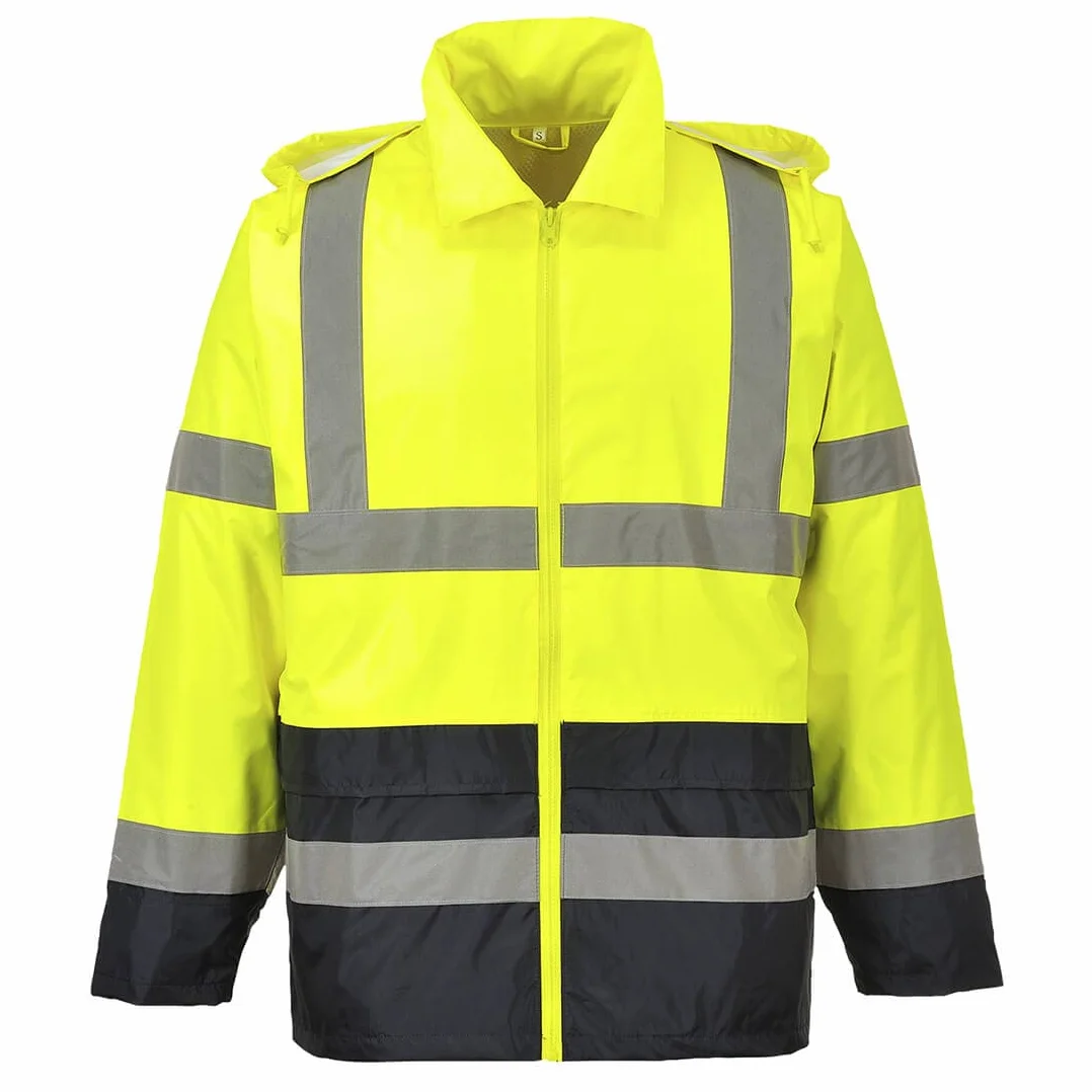 Portwest Klassische Kontrast Warnschutz-Regenjacke, Größe: XL, Farbe: Gelb/Schwarz, H443YBRXL