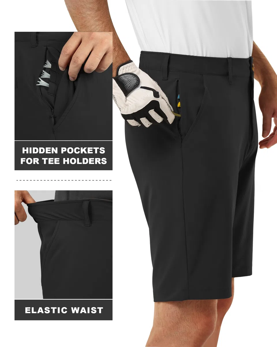 33,000ft Herren Golf Shorts Stretch Kurze Golfhosen Leichte Schnelltrocknende 11" Bermuda Shorts Kurze Hose mit 3 Tee-Halter Casual Shorts Arbeitshorts mit 5 Taschen für Golfen Arbeit