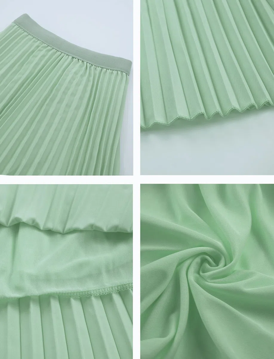 Maeau Mädchen Plisseerock Einfarbiger, Faltenrock Chiffon Gummizug in der Taille, Rock Lang für Freizeit/School/Strand/Party/Tanz, mit Weichem Futter, 4–16 Jahre/110-165cm