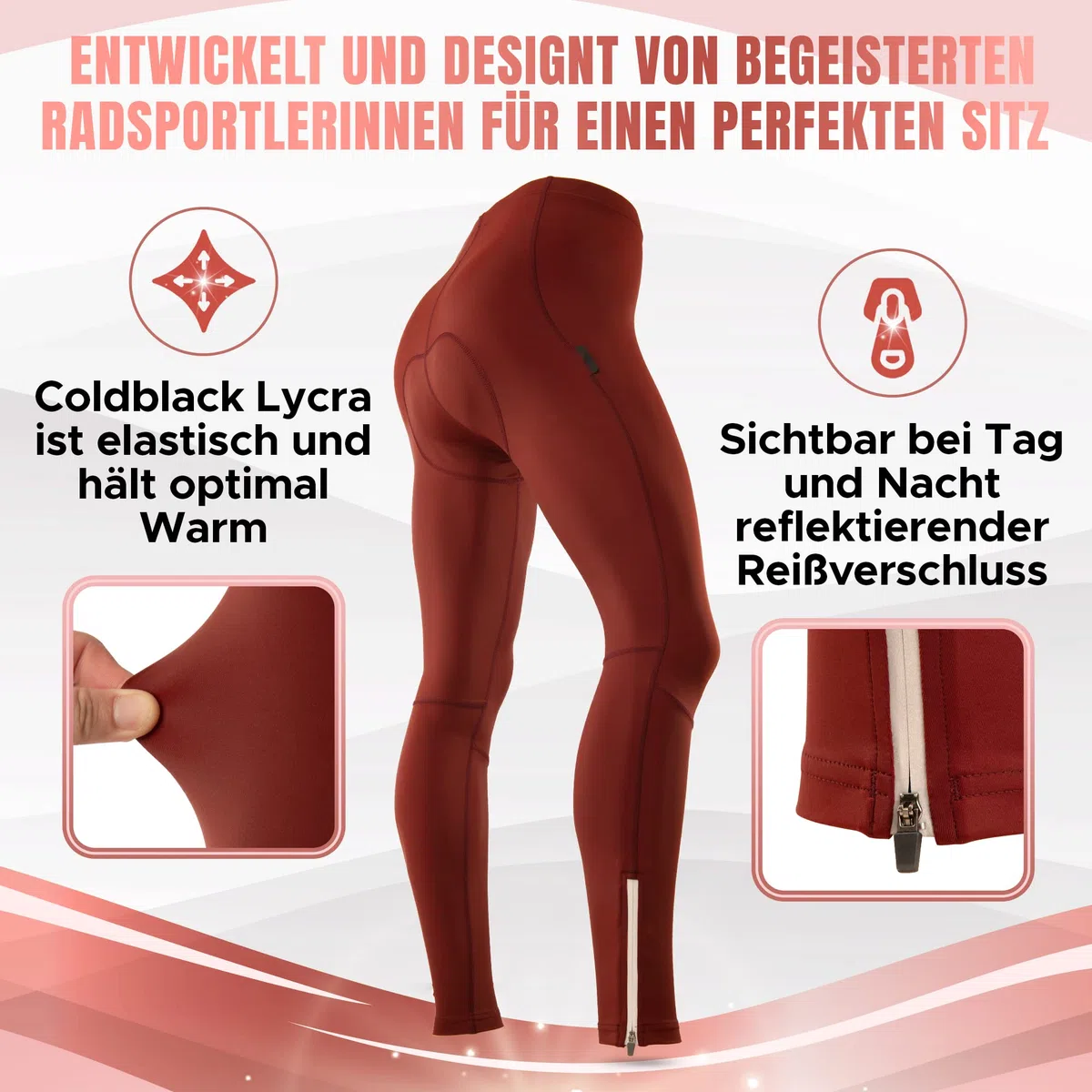 Fahrradhose Damen Lang - Sportlich, Stylisch und Bequeme Radhose - Gut Aussehen und Aktiv Sein Radlerhose - Vermeide Schmerzen Mit Sitzpolsterung