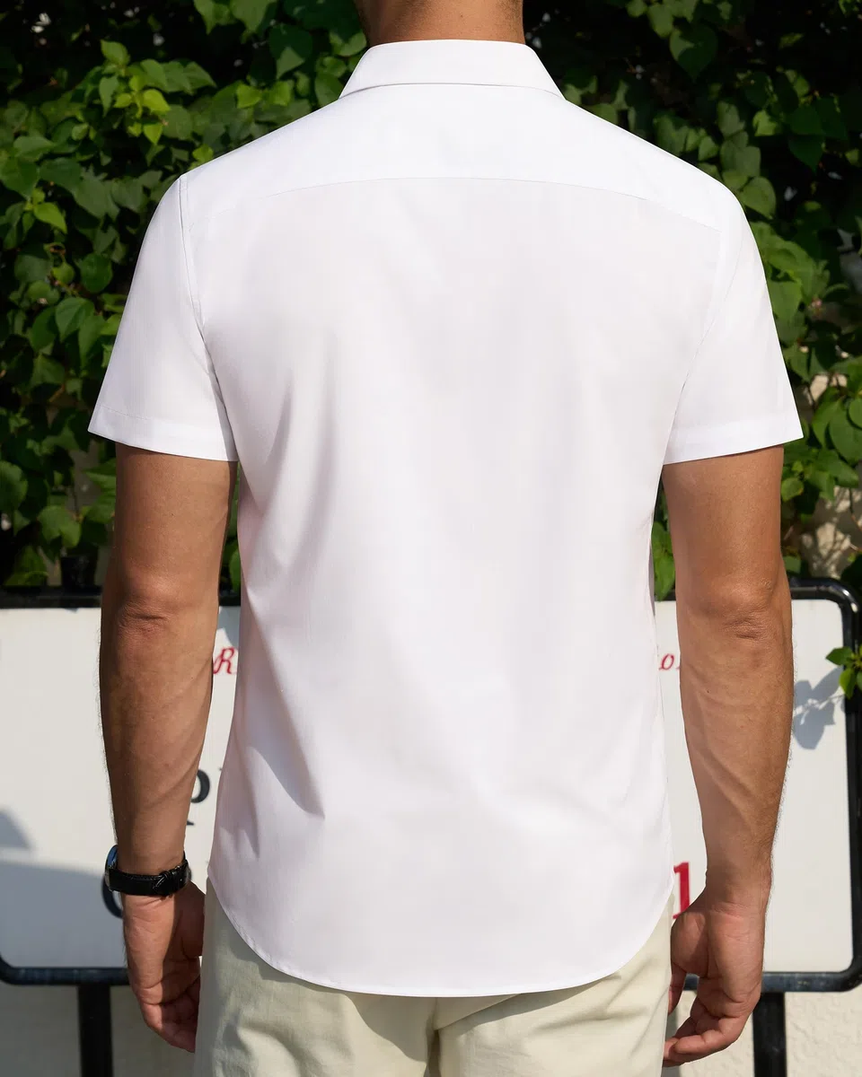 J.VER Hemd Herren Kurzarm Fleckenschutz Regular Fit Herrenhemd Sommer Stretch Hemden Formales Hochzeit Freizeit Businesshemd