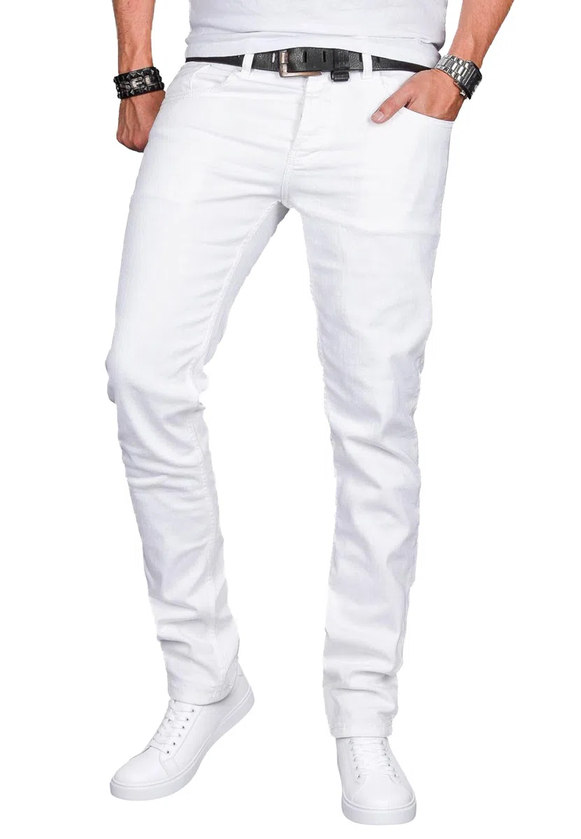 ALESSANDRO SALVARINI Herren Slim Fit Jeans Hose Denim Stretch-Jeans Jeanshose Washed