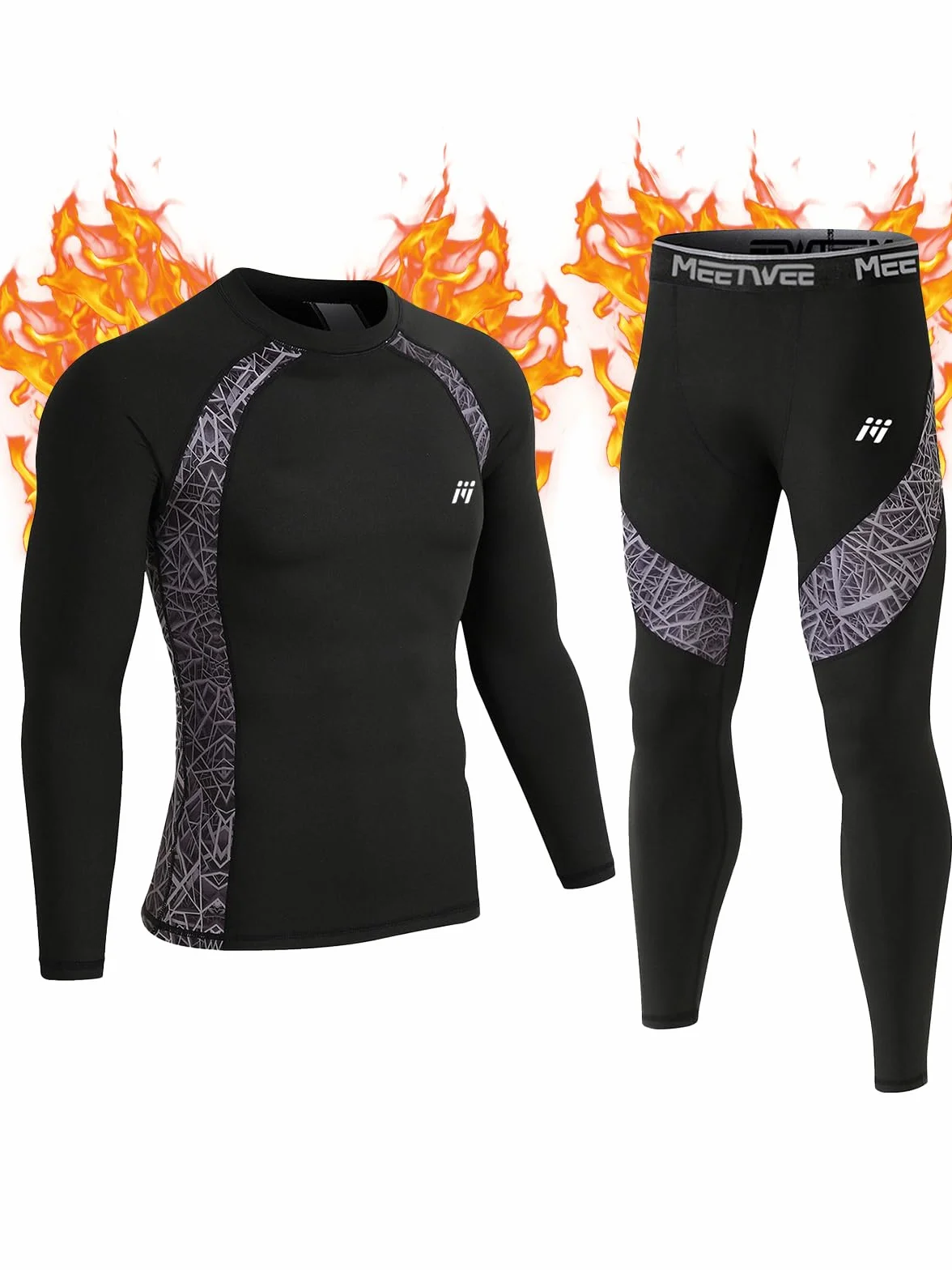 Herren Thermounterwäsche Herren Funktionsunterwäsche Atmungsaktiv Thermo Unterwäsche Baselayer-Set