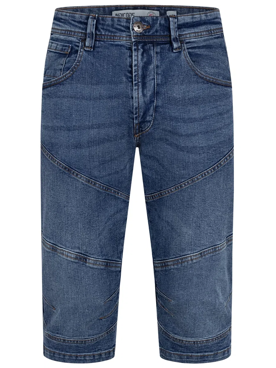 Indicode Herren Fortune 3/4 Jeans Shorts aus 98% Baumwolle | Bermuda Denim Freizeithose für Männer