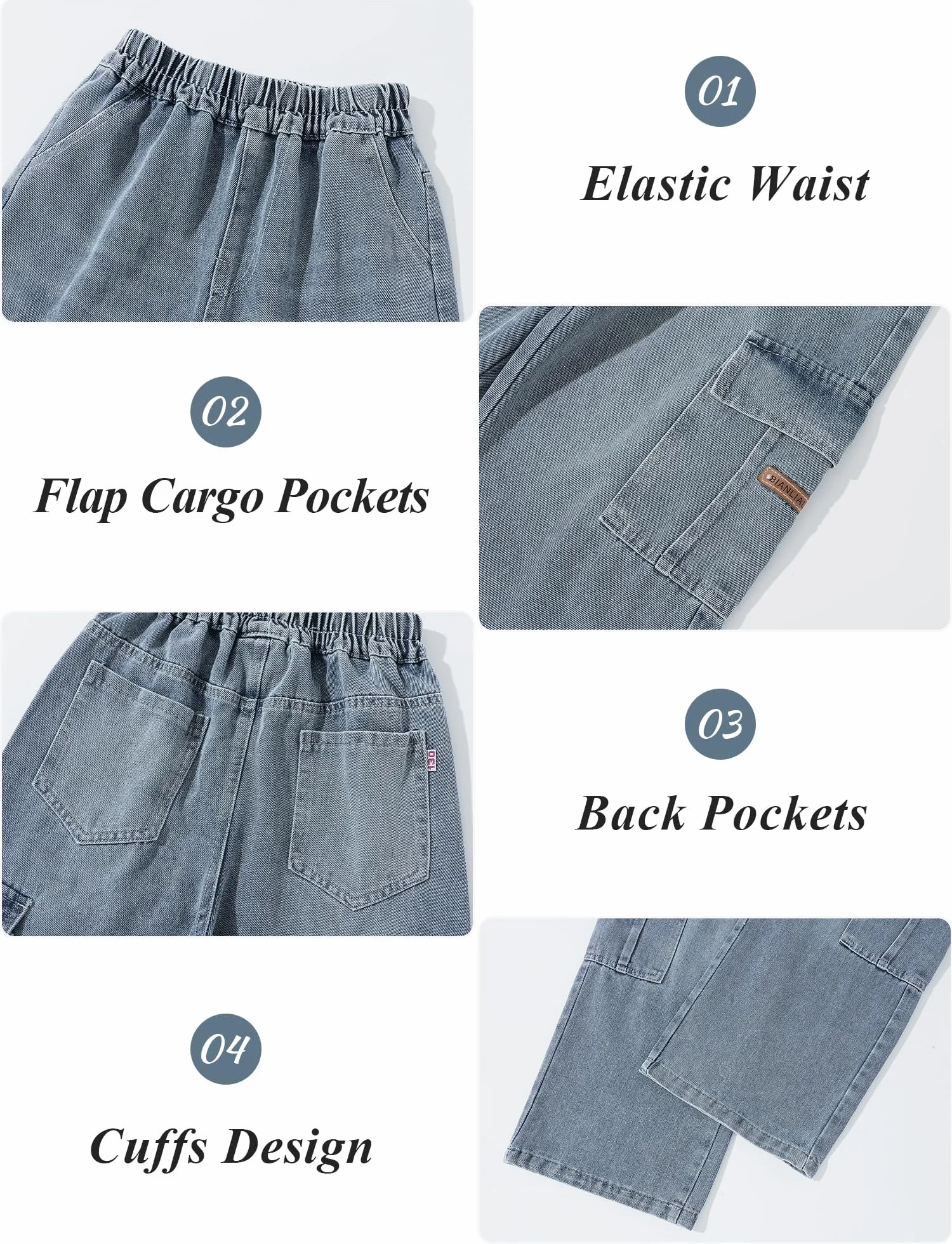 Happy Cherry - Baggy Jeans Jungen Teenager Denim Hose Jeanshosen Kinder 5-14 Jahre Vintage Streetstyle mit Elastischem Bund für Sommer Frühling Herbst Winter - 110-164