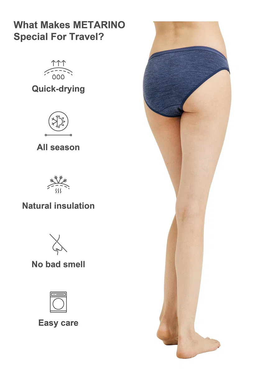 METARINO 2 Stück Damen Sportunterwäsche Höschen Weiche Merinowolle Sport Active Slips