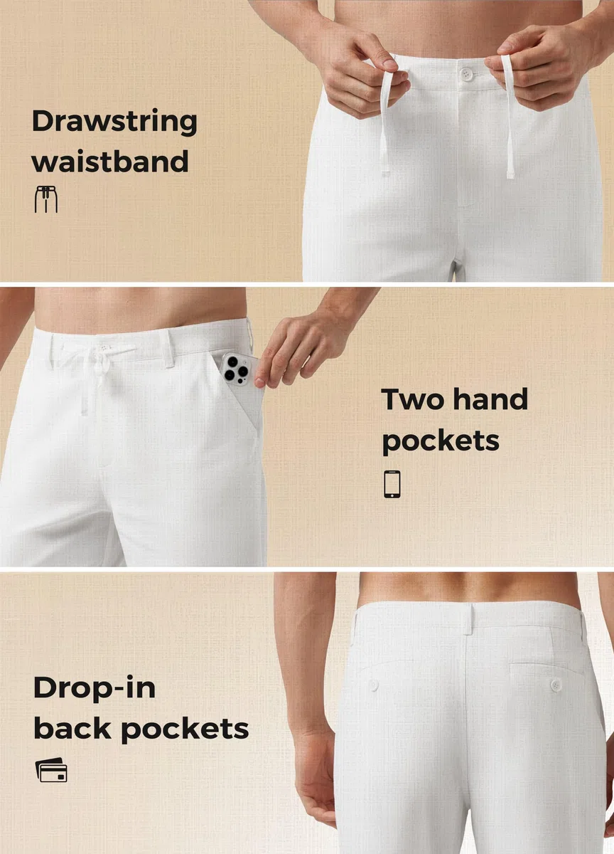 WILLIT Leinenhose Herren Lang Baumwolle Stoffhose Leicht Sommerhose Männer Freizeithose Jogginghose mit Taschen Kordelzug für Urlaub Yoga Strand Alltag