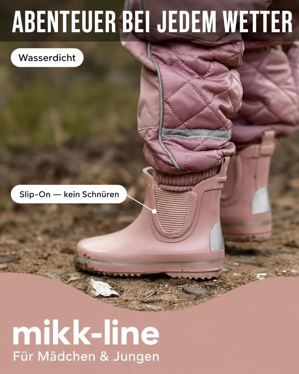 Mikk-line Kurze Gummistiefel Kinder | Barfuß Gummistiefel Kinder | Wetterfeste Slip-On Regenstiefel | Knöchelhohe wasserdichte Outdoor-Schuhe mit rutschfester Sohle