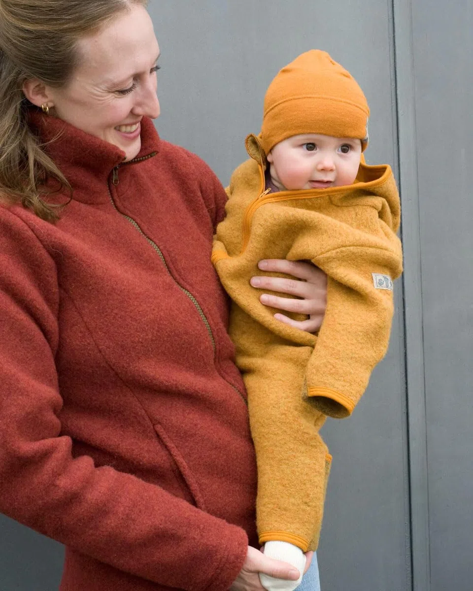 Lilano Wollfilz Winteranzug mit gefütterter Kapuze, 80% Wolle, 20% Bio-Baumwolle, Unisex, Natur, 3-6M oder 6-9M, Winteranzug
