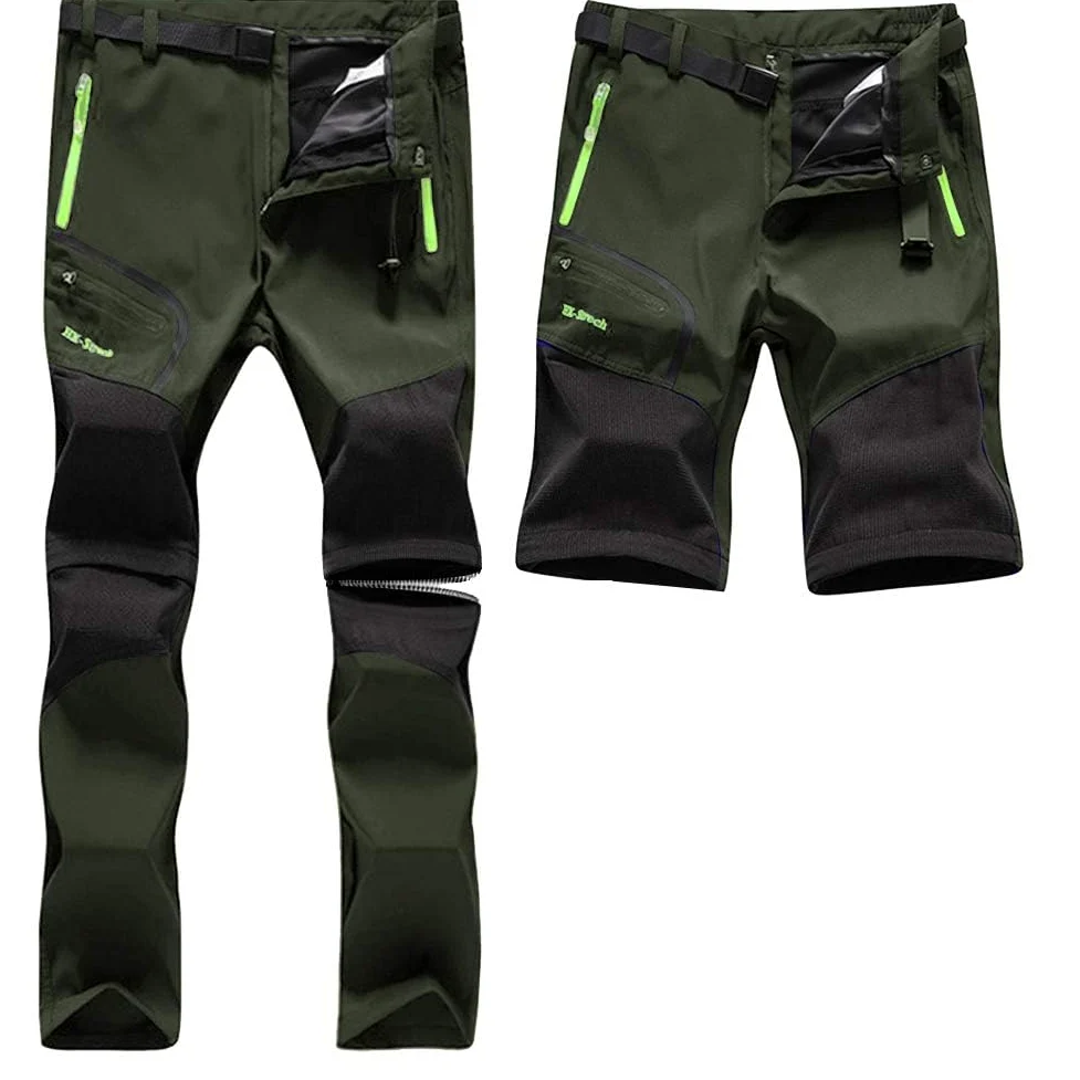 SANMIO Herren Wanderhose Zip Off Atmungsaktiv Wasserdicht Softshellhose Outdoor Funktionshose Trekkinghose Entfernbar Schnell Trockend (mit Gürtel)