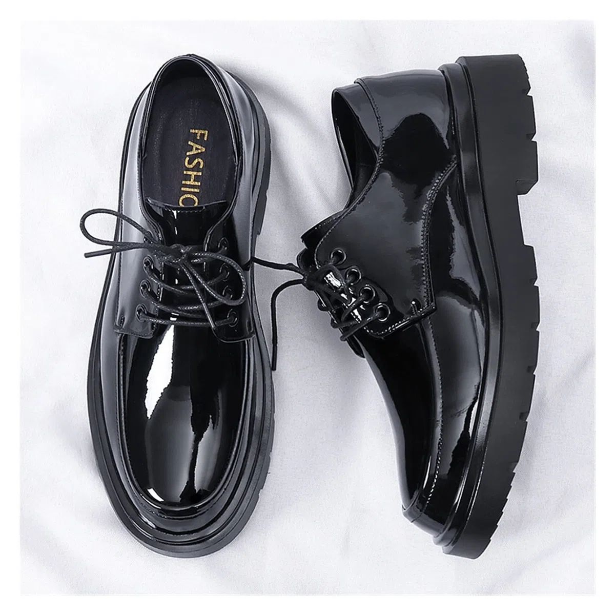 LAZIRO Business Formelle Lederschuhe Herren Glänzende Lederschuhe Im Britischen Stil Mit Dicken Sohlen Beiläufige Trendige Schuhe (Color : Noir, Size : 43 EU)