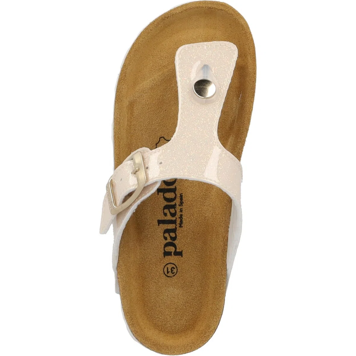 Palado Mädchen Zehentrenner Kids Kos G Sparkle – coole Sandalen Made in Spain - Hausschuhe mit schimmernden Farben - Sommerschuhe mit Kork-Fußbett