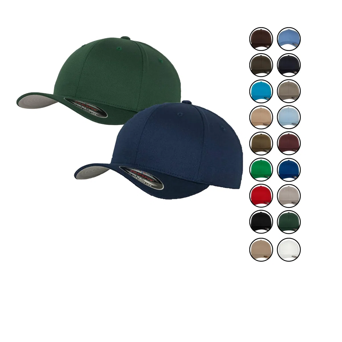 2er Flexfit Unisex Wooly Combed Cap Baseball Caps graue Unterseite S M L XL XXL Basecap Mütze