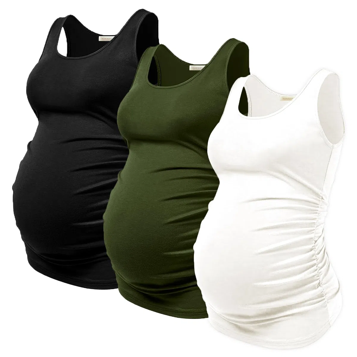 PARNIXS Sommer Damen Umstands-Tanktop, Schwangerschafts-Top, bequem, ärmellos, Umstandskleidung (3-teilig)