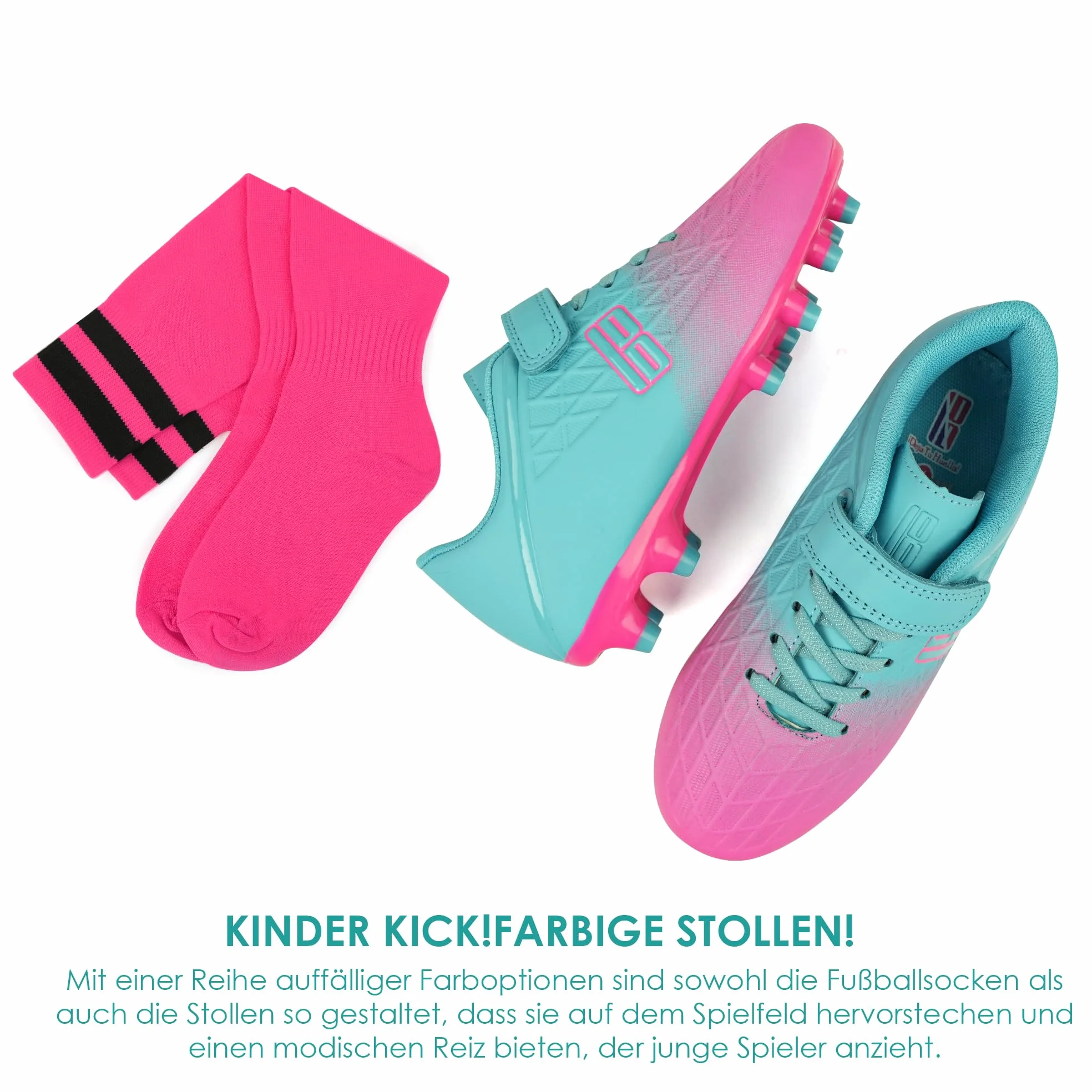 JABASIC Fussballschuhe Kinder Firm Ground Football Schuhe Jungen Mädchen Fußballschuhe mit Fußball-Socken