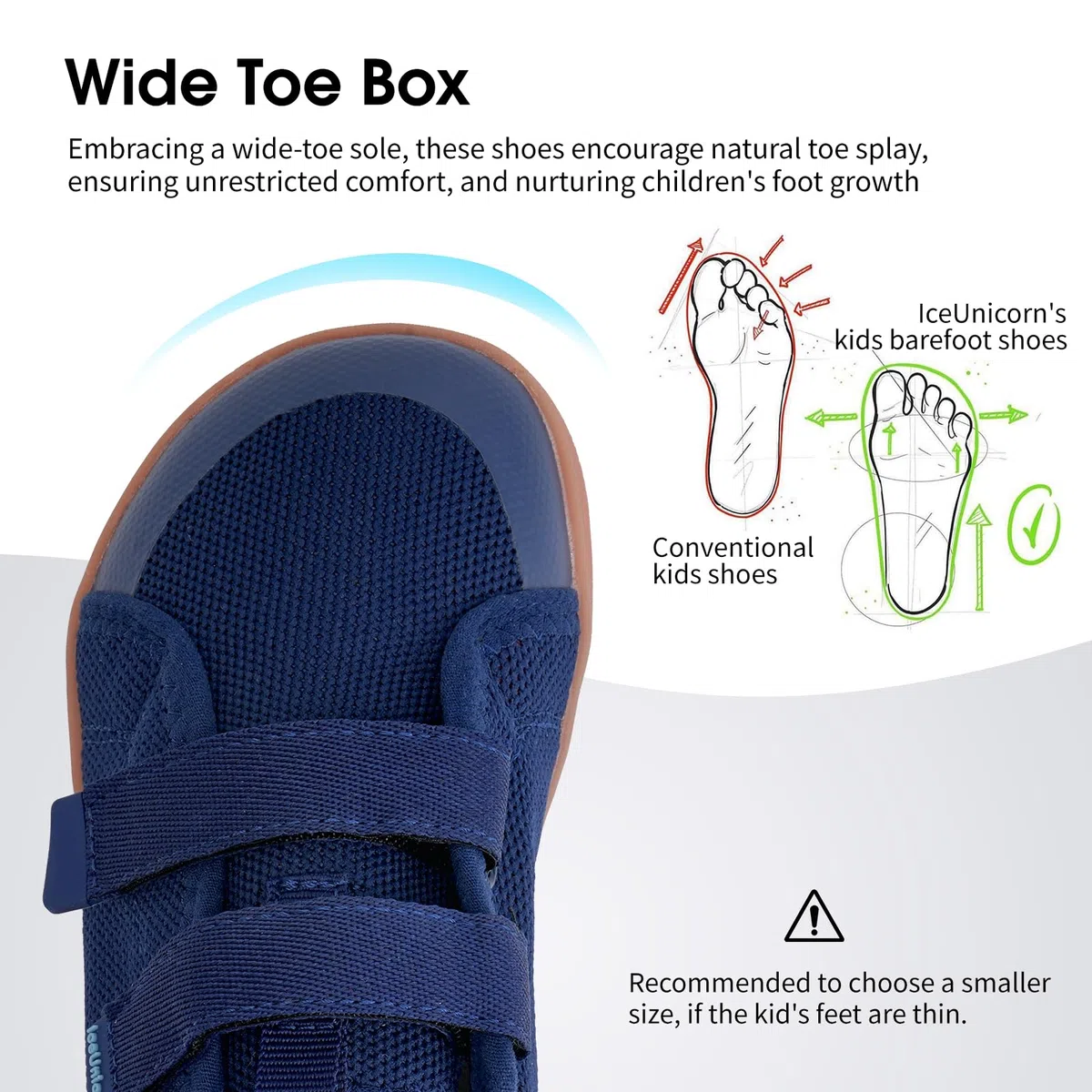 IceUnicorn Kinder Barfußschuhe Breite Zehenbox Jungen Mädchen Hausschuhe Minimalistische Outdoor Traillaufschuhe Walking Schuhe(Marine, 25EU Weit)