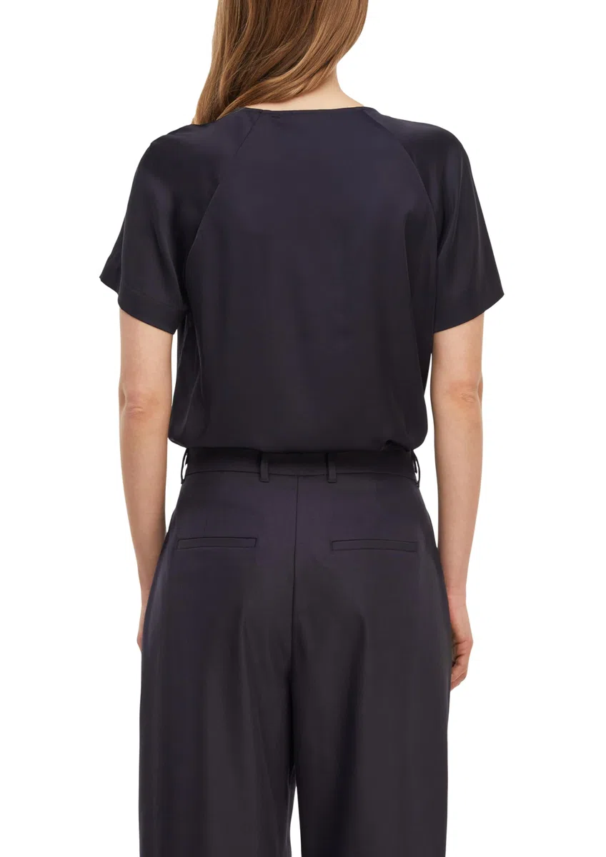 Comma Damen Satinbluse mit Raffung Bluse