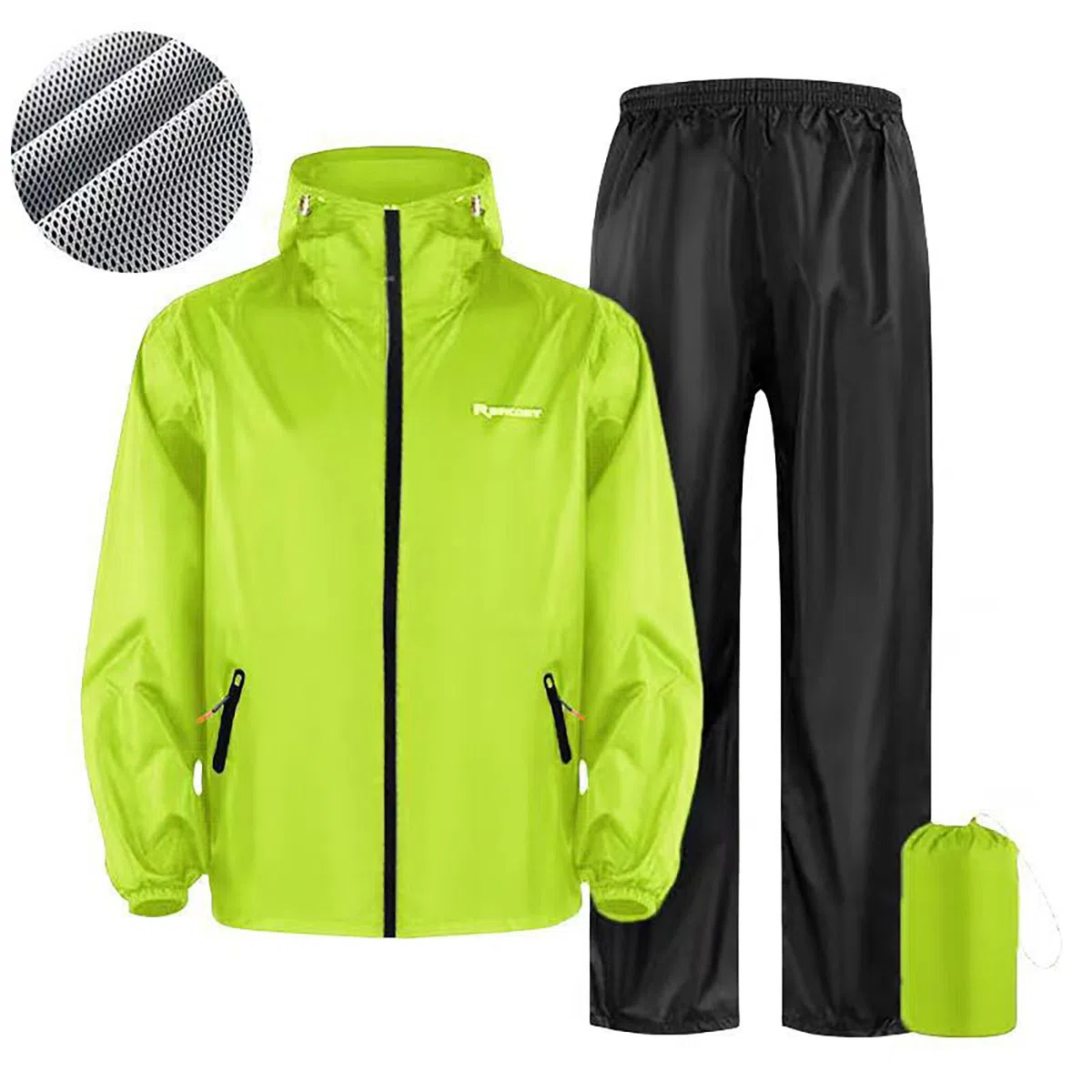 Regenanzug für Herren und Damen, leicht, faltbar, Regenanzug, Motorrad, Fahrrad, Unisex, Jacke, winddicht und Hose, wasserdicht, Jacke und Überhose, Set wasserdicht