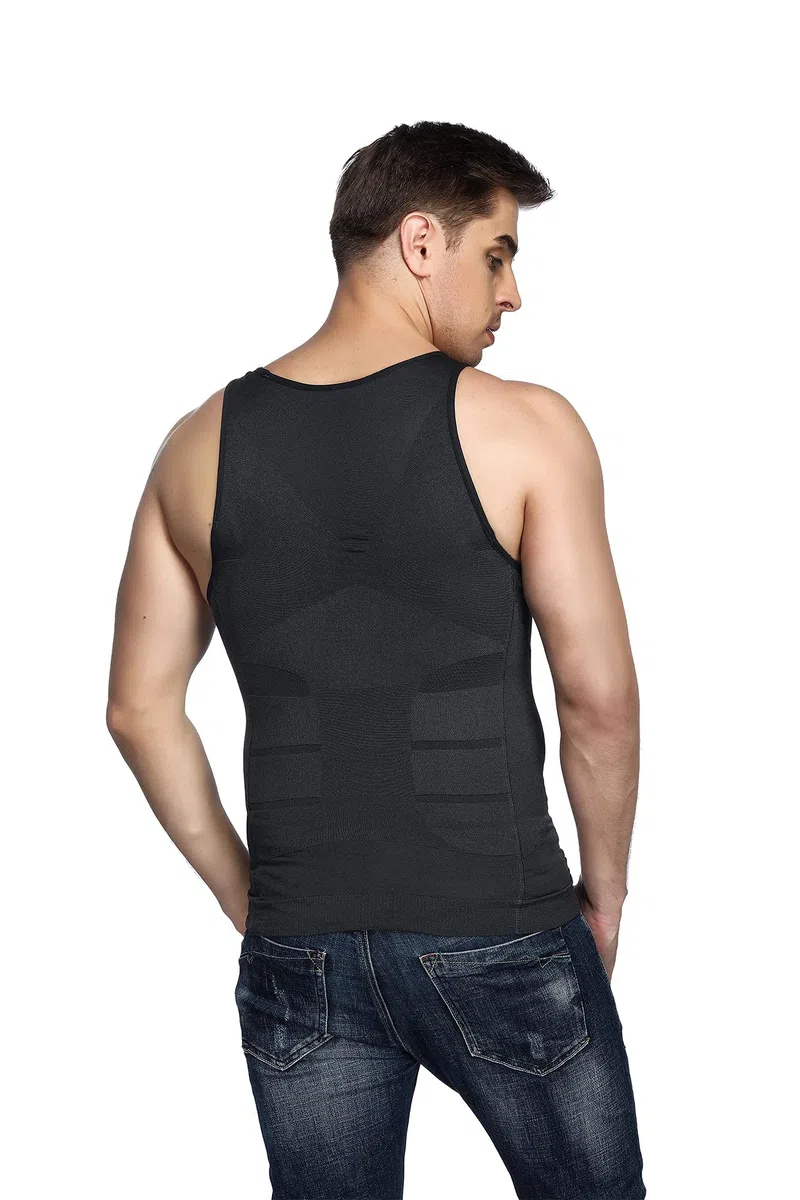 Odoland Unterhemd Herren 3er Pack Kompressionsshirt Herren Shapewear Compression Shirt Figurformendes Tank Top Body Shaper Bauch Weg Männer