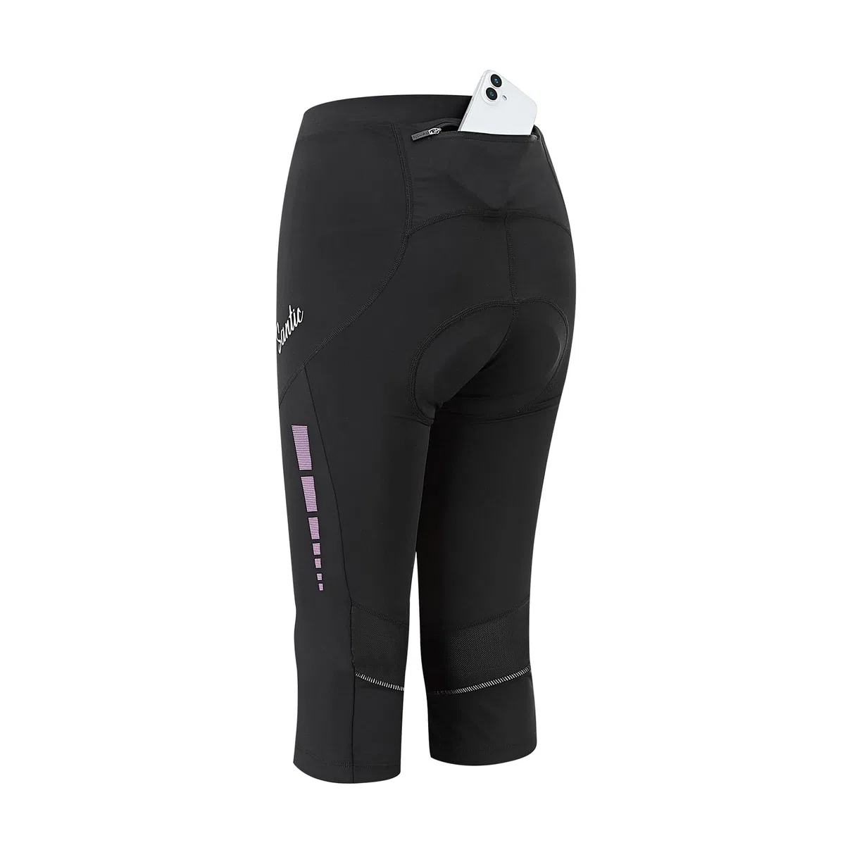 Santic Frauen Radfahren Shorts gepolstert 3/4 hohe Taille Bike Shorts Fahrrad Capris für Frauen mit Taschen