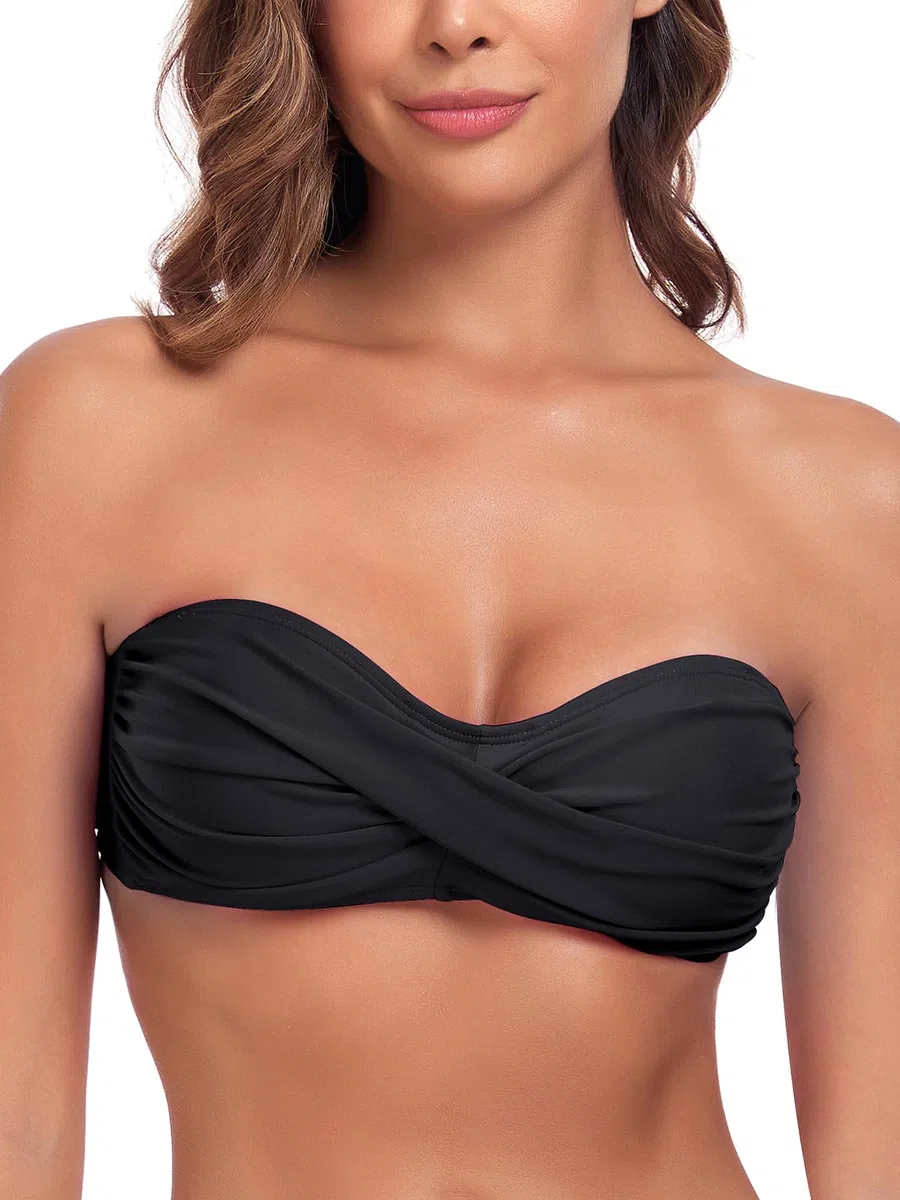Ocean Blues Damen Bandeau Bikini Top Ohne Träger mit Verstellbarer Rückenschnürung