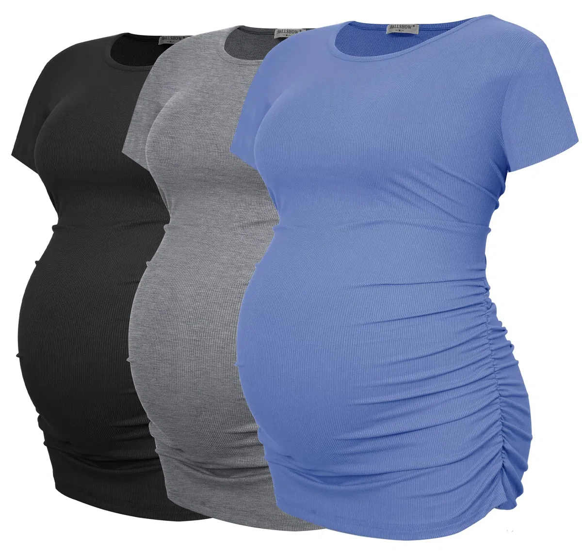 Smallshow 3er Pack Umstandsshirt Kurzarm Umstandsmode Sommer Umstands Tshirt