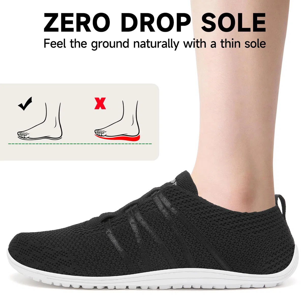 Wizshoe Barfußschuhe Damen Herren Barfuss Schuhe Bequeme Hausschuhe Slip On Sneaker Atmungsaktiv Fitnessschuhe mit Zero-Drop Solhe