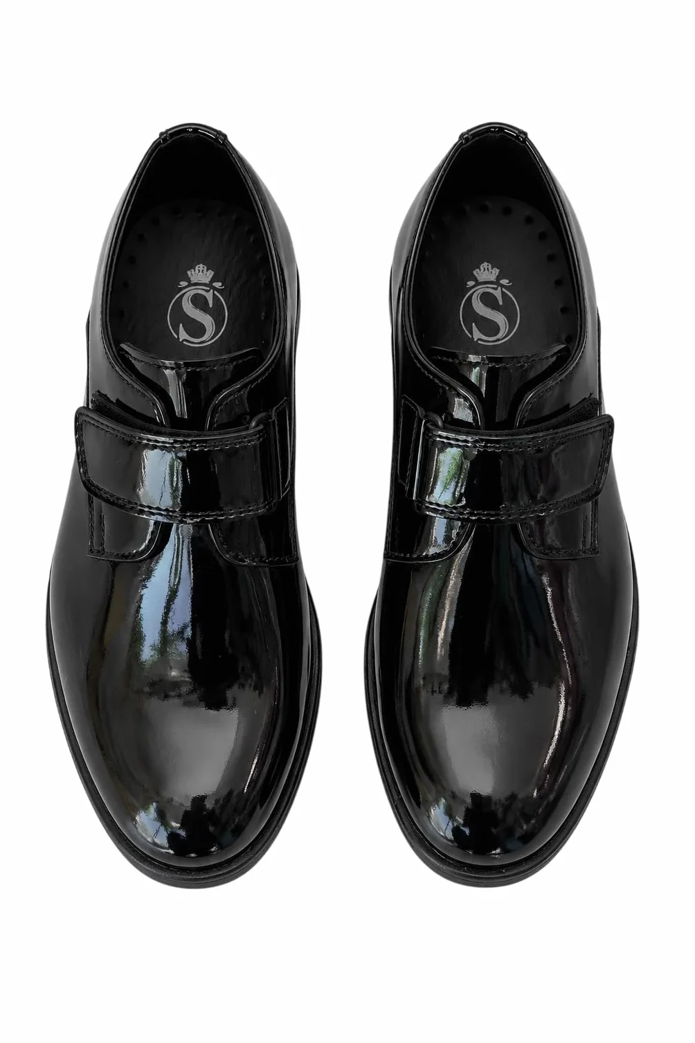 SIRRI Schwarze Lackschuhe mit Klettverschluss für Jungen – formelle Kinderschuhe