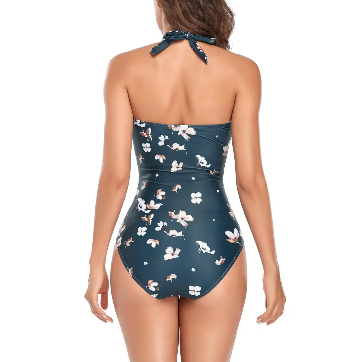 Smismivo Badeanzug Damen Bauchweg Push Up Schwimmanzug mit Retro Schlankheits Raffung Vintage Einteilige bademode Swimsuits for Women