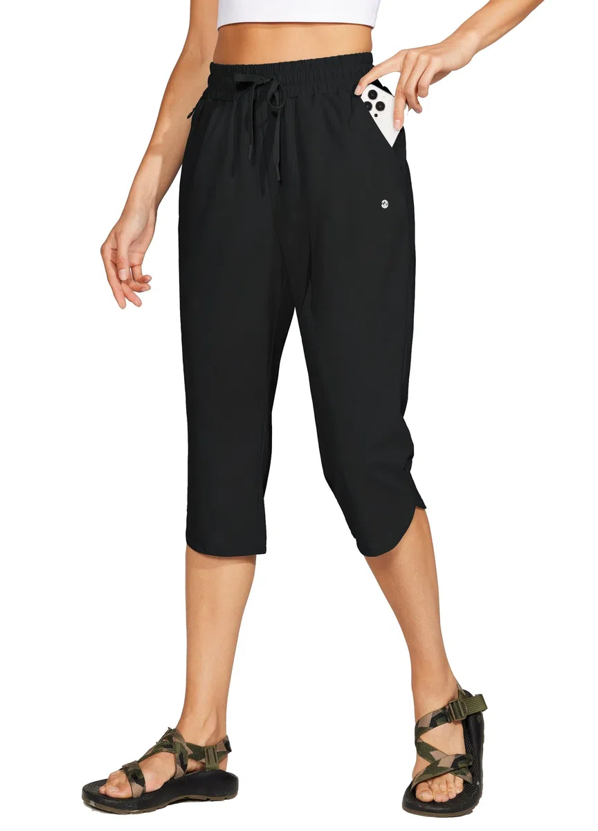 WILLIT Damen Badehose Capris Hosen Badeshorts Schnelltrockner Schwimmen Board Beach Athletic Capris mit Taschen Lightweight UPF 50 + 18“