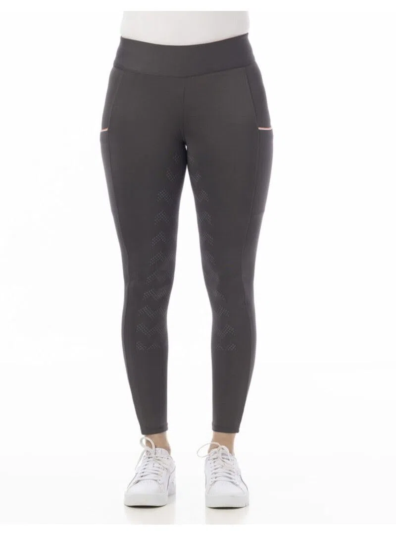 Riding World - Reitleggings für Damen Agadir | Leggings zum Reiten | Reithose mit Silikon-Vollbesatz & breitem Bund | Reiterhose mit 2 Handytaschen | Damen Reitbekleidung in Grau | Größe 38