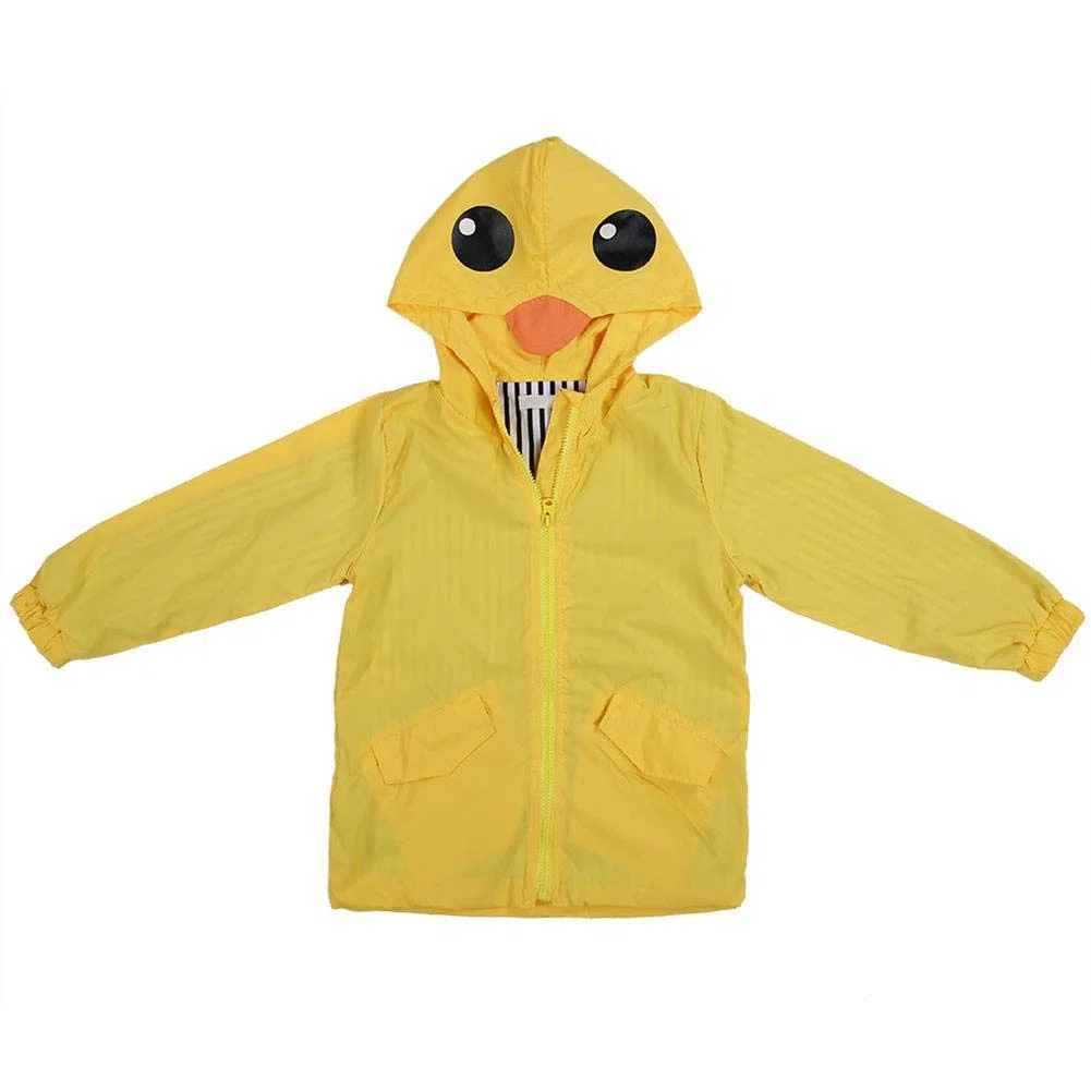 Zerodis Baby Enten Regenmantel Sommer Baby Mädchen Ente Wasserdichter Niedlicher Karikatur Hoodie Reißverschluss Leichter Regenbekleidung Mantel Outfit(100)